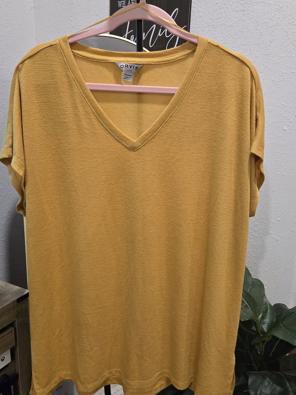 Orvis Women's V-Neck Short Sleeve Top - Mustard